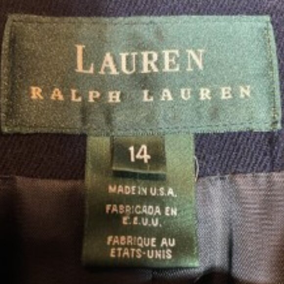 RALPH LAUREN VTG MILITARY JACKET NAVY DOUBLE BREASTED SZ 14- WORSTED WOOL- USA - Picture 3 of 9